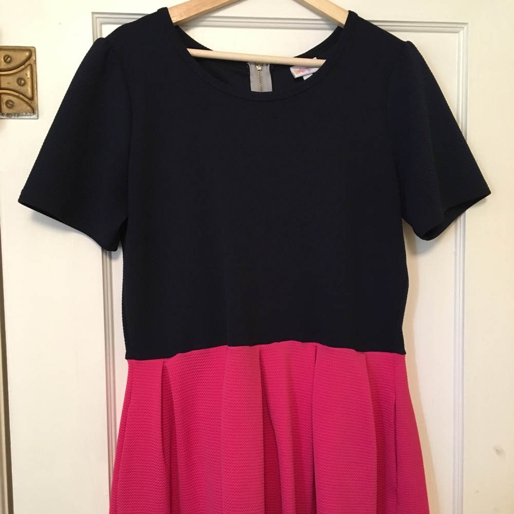 LuLaRoe Navy & Pink Amelia
